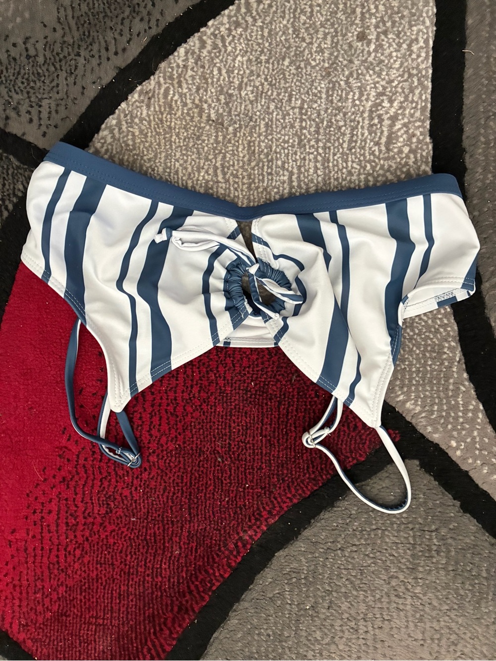 Kids Blue and White Striped Swim Top - Brand Not Specified